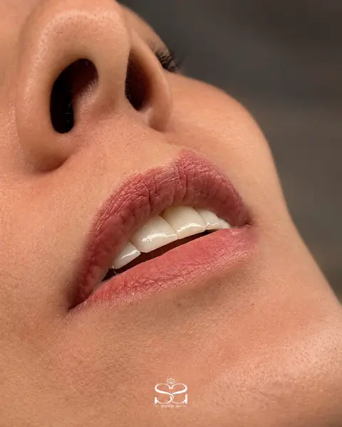 Labios con micropigmentación en tono natural